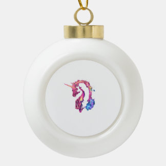 Neon Lightning Unicorn (1) Ceramic Ball Christmas Ornament