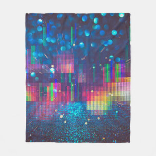 Neon lights and geometric seamless pattern fleece blanket