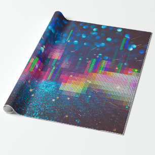 Neon lights and geometric seamless pattern wrapping paper