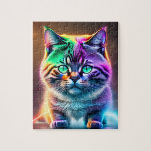 Neon Lights Cat Jigsaw Puzzle