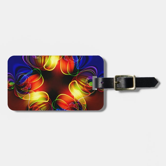 Neon Lights Fractal Luggage Tag (Front Horizontal)