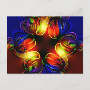 Neon Lights Fractal Postcard