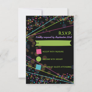 Neon Lights Glow in the Dark RSVP Response Card