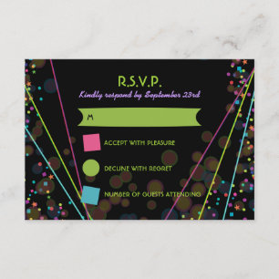 Neon Lights Glow in the Dark RSVP Response Card