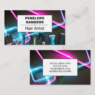 Neon Lights Hair Tools Business Card