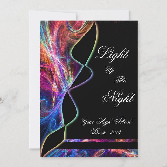 Neon Lights High School Prom Party Invitations (Front)