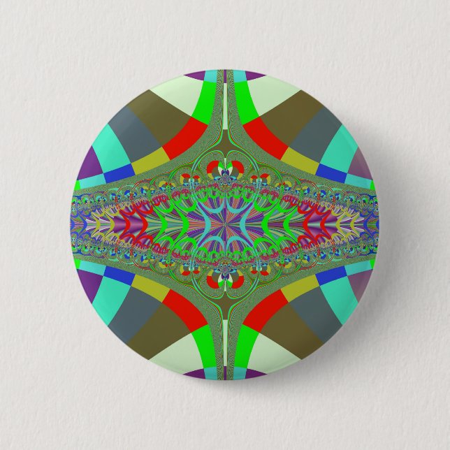 Neon Lights Ladder Fractal 2 Inch Round Button (Front)