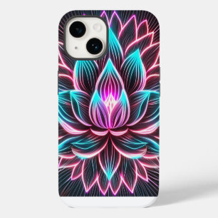 Neon Lights Lotus Flower Awakening Reiki Magic  iPhone 14 Case