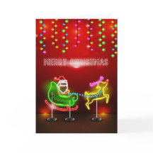 Neon Lights Santa and Rudolph Christmas