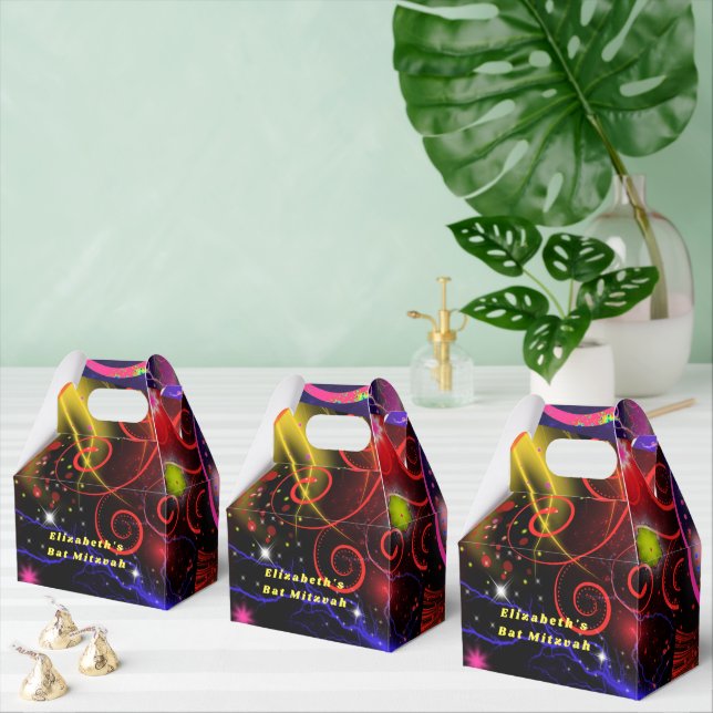 Neon Lights Spirals Starbursts Colourful Favor Box (Multiple)