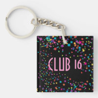 Neon Lights Sweet 16 Club Party Favour Keychain