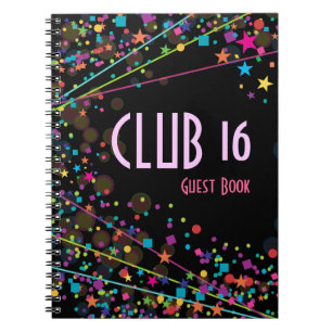 Neon Lights Sweet 16 Club Party Guest Book