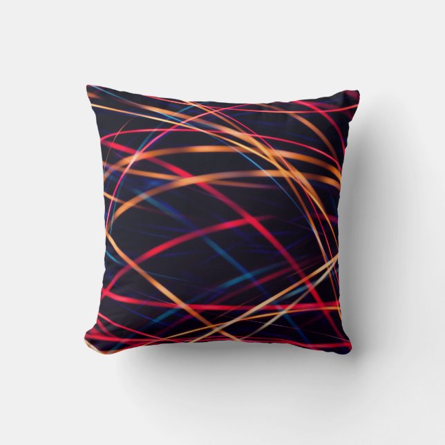 Neon lights texture with long exposure.abstract, a throw pillow (Front)
