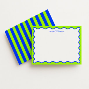 Neon Lime & Electric Blue Wavy Note Card