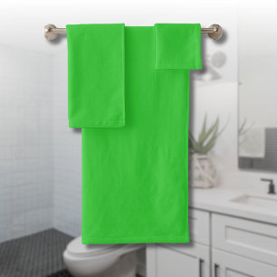Neon Lime Green Solid Colour Classic Bath Towel Set
