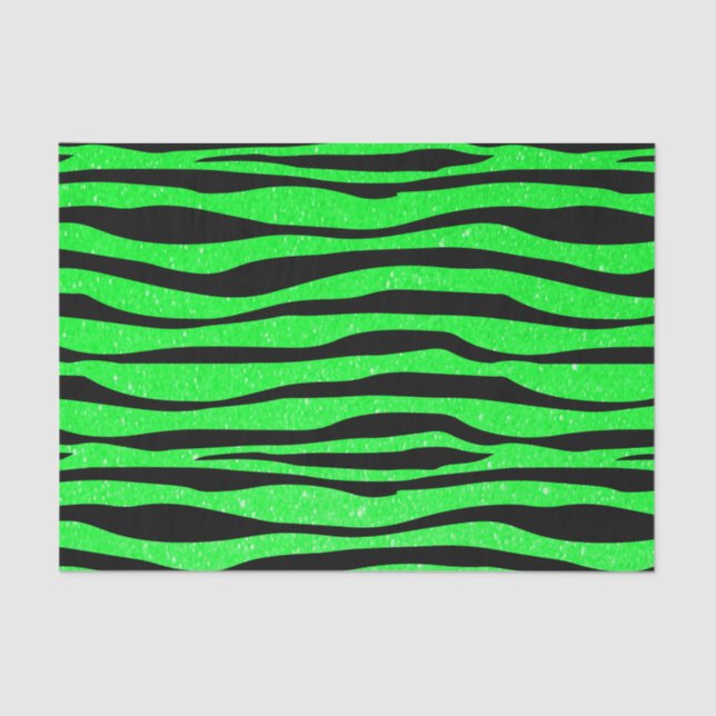 Neon Lime Green Zebra Animal Print Tissue Paper (Front)