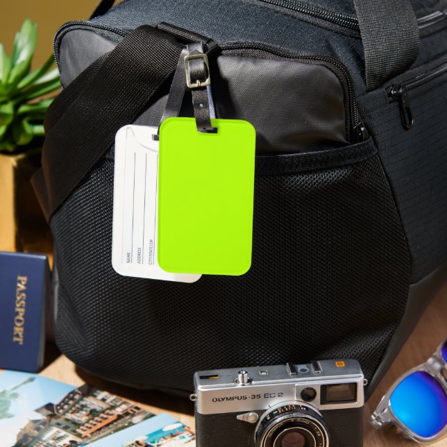 Neon Lime Solid Colour | Classic Luggage Tag (Front & Back)
