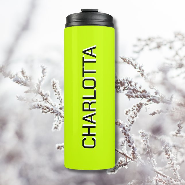 Neon Lime Yellow Black Elegant Minimal Customized Thermal Tumbler (Creator Uploaded)