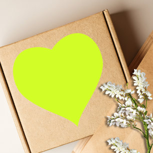 Neon Lime Yellow Solid Colour   Classic   Elegant Heart Sticker