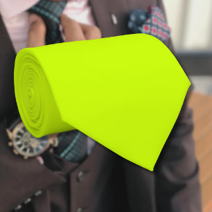 Neon Lime Yellow Solid Colour Classic Elegant Tie