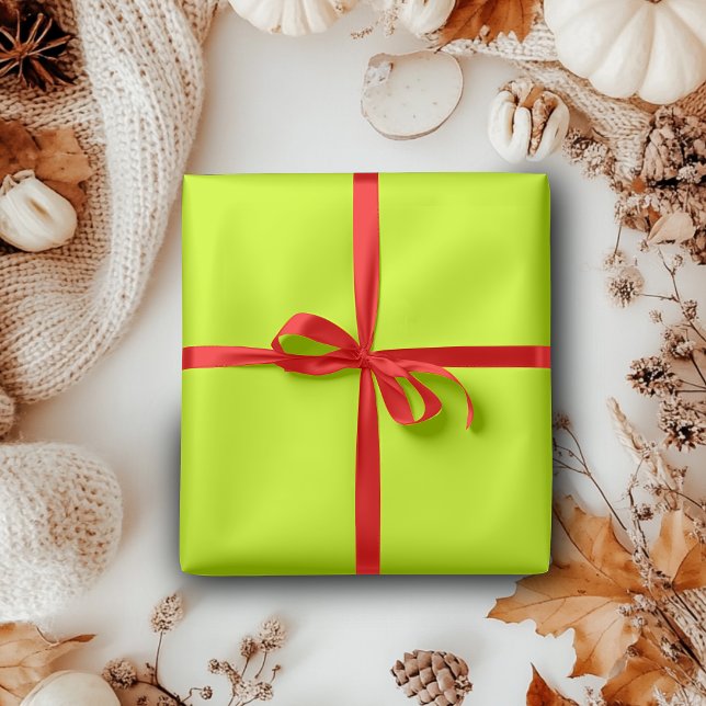 Neon Lime Yellow Solid Colour | Classic | Elegant Wrapping Paper (Creator Uploaded)