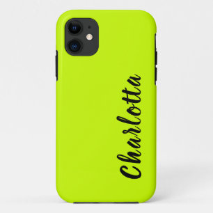 Neon Lime Yellow Solid Colour   Custom Personalize iPhone 11 Case