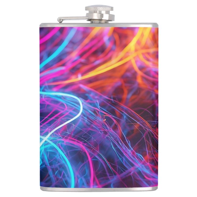Neon Lines Hip Flask (Front)