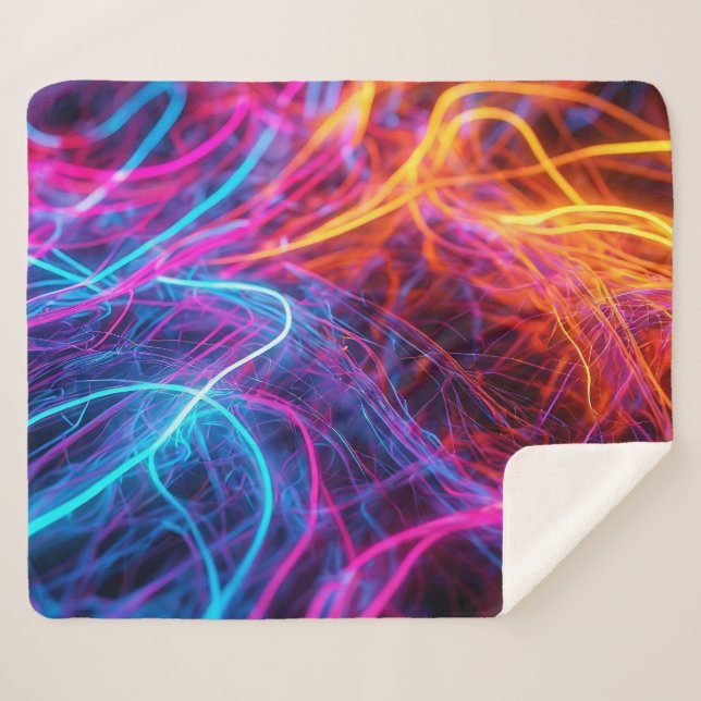 Neon Lines Sherpa Blanket (Front (Horizontal))