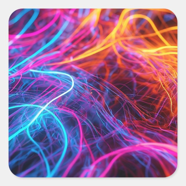 Neon Lines Square Sticker (Front)