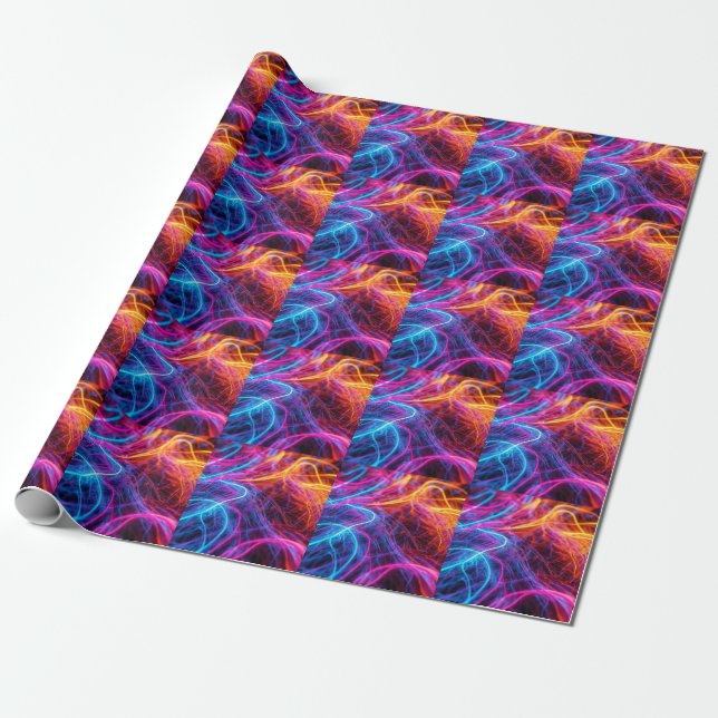 Neon Lines Wrapping Paper (Unrolled)