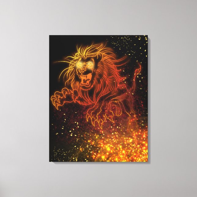 Neon Lion Canvas Print (Front)