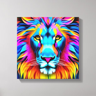 Neon Lion - Motivational Pop Art  Canvas Print