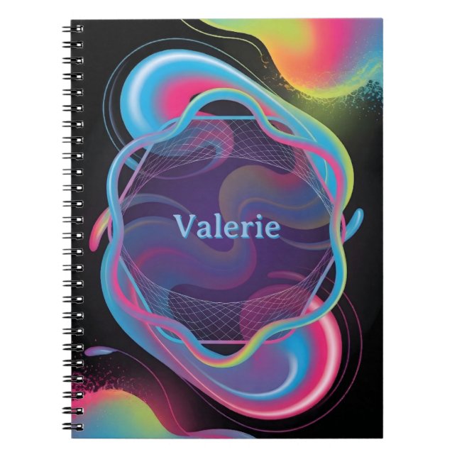 Neon Liquid Frame with Custom Name Notebook (Front)