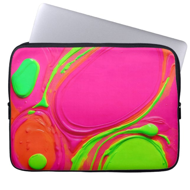 Neon Liquid Paint Dance Laptop Sleeve (Front)