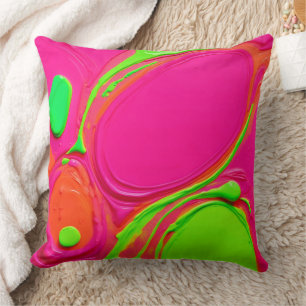 Neon Liquid Paint Dance Throw Pillow