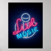 Neon Live Music Curved Word Art Word Text Art