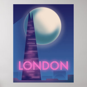 Neon London travel poster