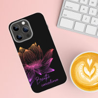 Neon Lotus Breathe Floral Art with Name