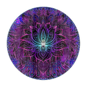 Neon Lotus Flower Boho Print Cutting Board