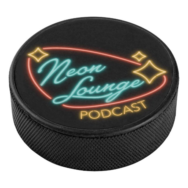 Neon Lounge Logo Hockey Puck (3/4)