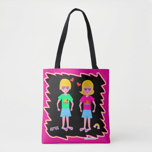 Neon Love Fun Retro Cute Art Design Tote Bag (Front)