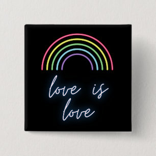 Neon Love Is Love Rainbow  2 Inch Square Button