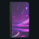 Neon Love Stream Samsung Galaxy S5 Wallet Case<br><div class="desc">While it clearly leans into themes of love and connection,  its abstract nature allows for personal interpretation. It could be seen as the heartbeat of a thriving community,  the silent desires of its inhabitants,  or simply a beautiful visual representation of emotional energy.</div>