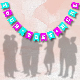 Neon Magenta and Turquoise Solid Colour   Custom Bunting Flags