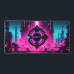 Neon Magenta Cyan Cyberpunk City Obey Gamer Desk Mat<br><div class="desc">Supercharge your gaming setup or programming workstation with a desk mat that radiates pure dystopian energy. This massive horizontal canvas flawlessly showcases a breathtaking, neon-drenched cyberpunk industrial city. At the very center of the composition, a futuristic mechanical eye floats above the skyline, glowing with the iconic, rebellious word "OBEY". The...</div>