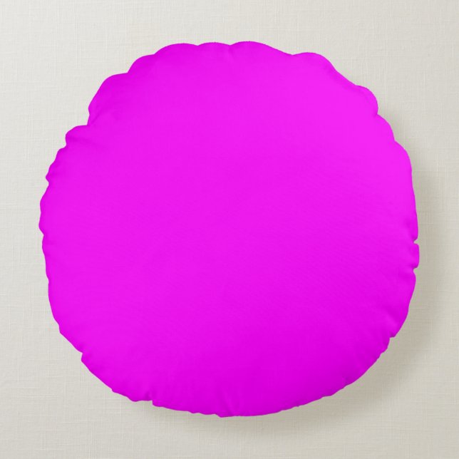 Neon Magenta Solid Colour | Classic Round Pillow (Front)