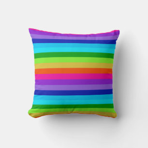 Neon Magic Marker Stripes Throw Pillow
