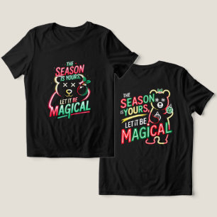 Neon Magical Christmas Bear Women's Cozy Holiday Tri-Blend Shirt