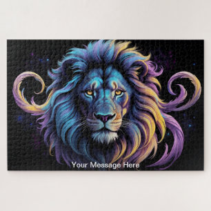 Neon Majesty Vibrant Leo Lion Colourful Wildlife Jigsaw Puzzle