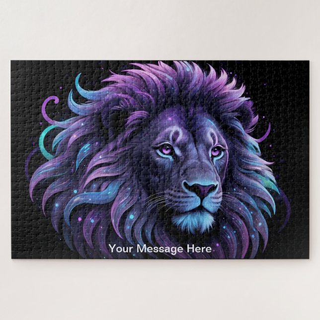 Neon Majesty Vibrant Lion Colorful Wildlife Art   Jigsaw Puzzle (Horizontal)